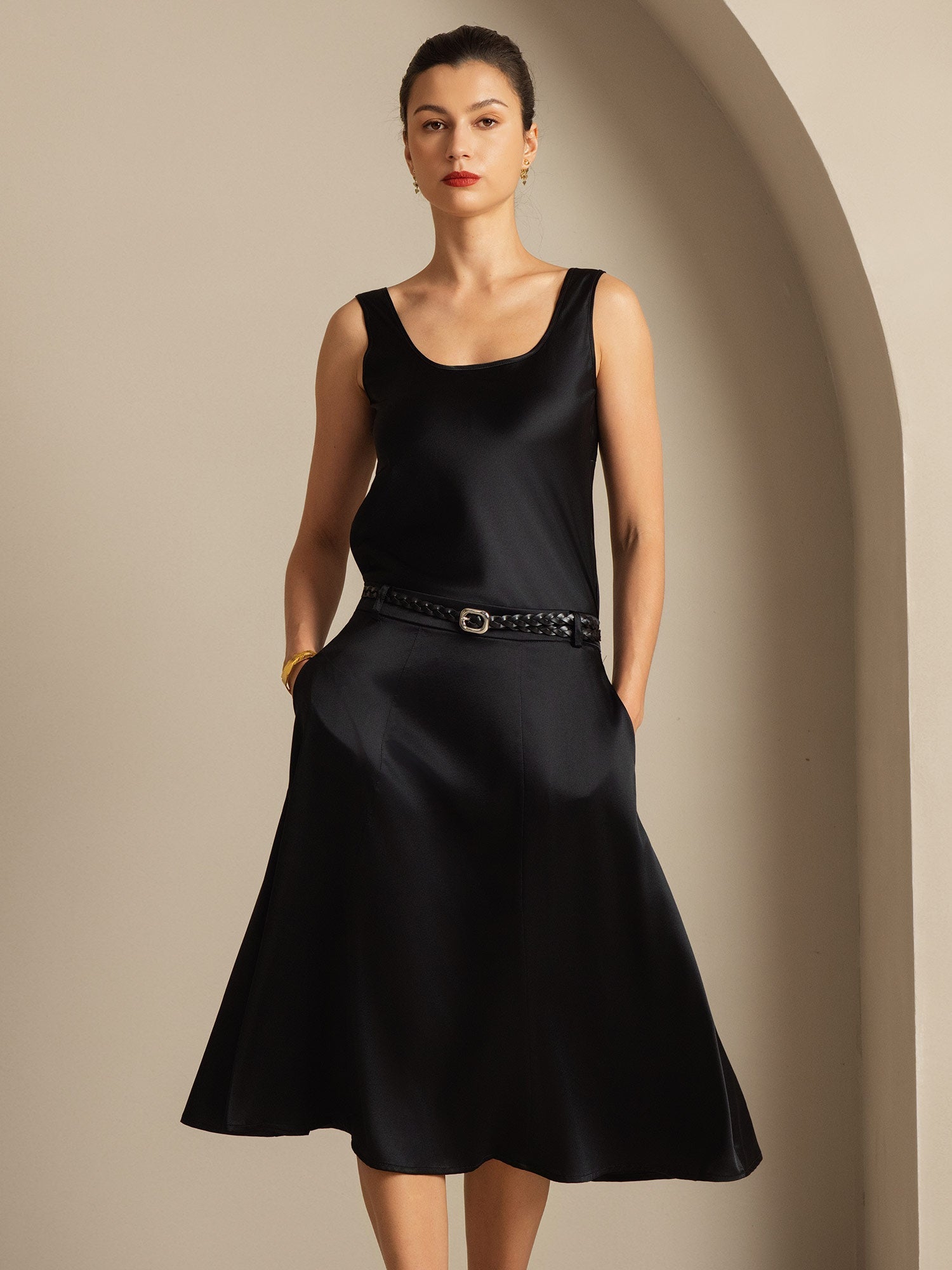 [Noir] SilkSilky-FR 19Momme Soie Camisoles 001,