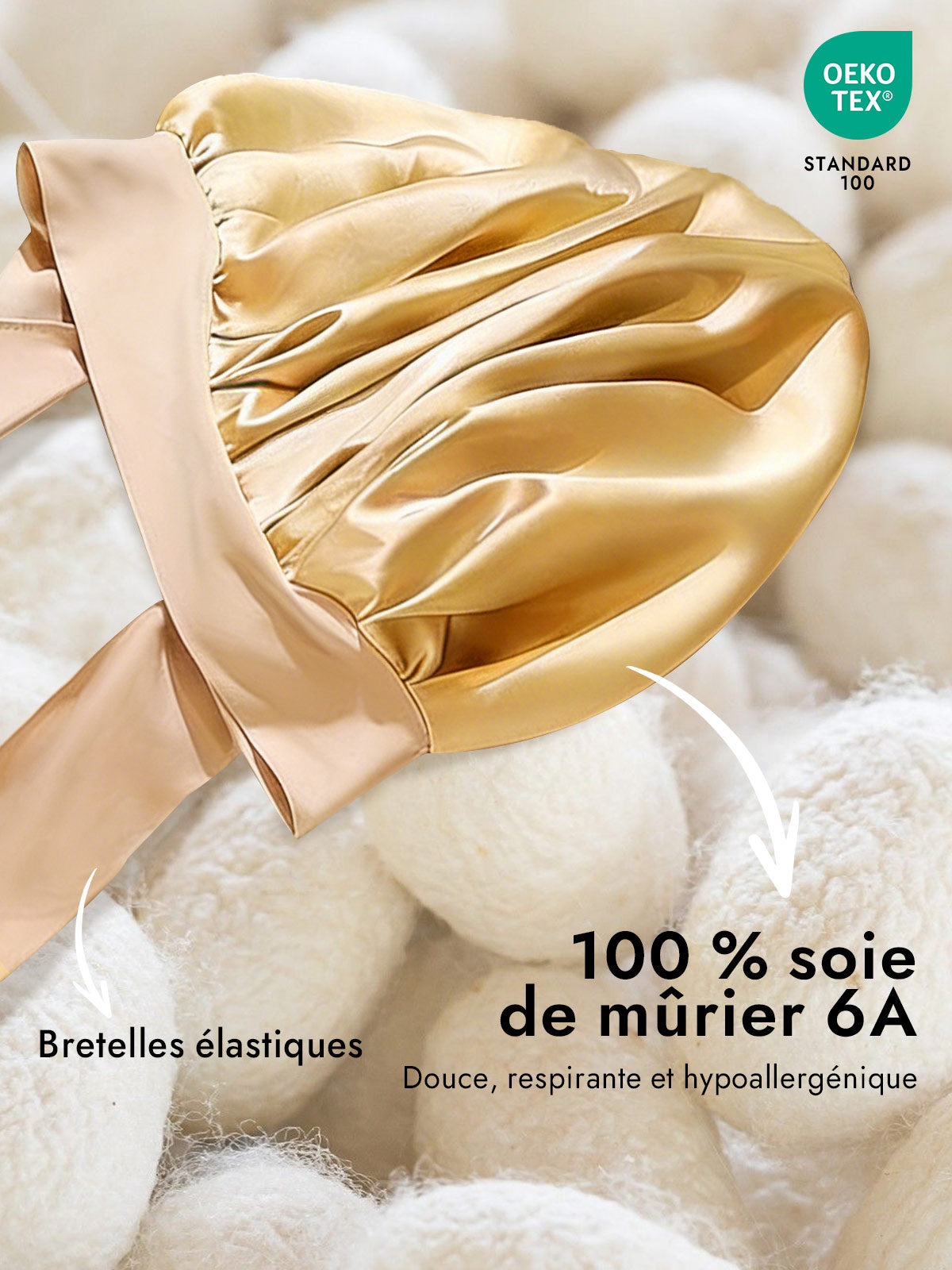 [Champagne] SilkSilky-FR Soie Sleep Cap 002