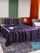 [Violet Foncé] SilkSilky-FR Parure de Lit Soie 004