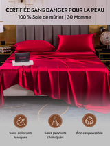 [Rouge Vineux] SilkSilky-FR 30Momme Taies d'Oreiller 007