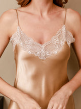 [Champagne] SilkSilky-FR 3/4 Sleeve V Neck Peignoir&Robe de Chambre 007