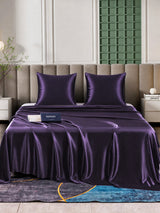 [Violet Foncé] SilkSilky-FR Parure de Lit Soie 001