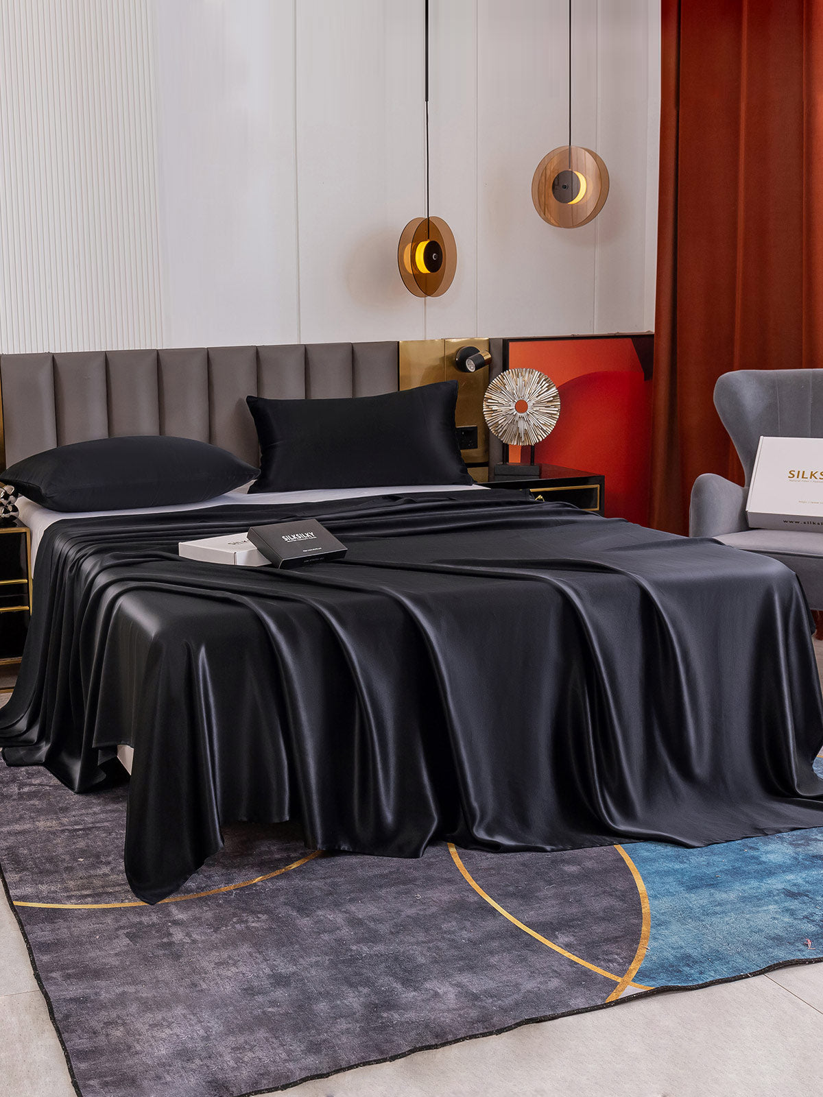 [Noir] SilkSilky-FR 19Momme Pure Soie Bedding Set 005