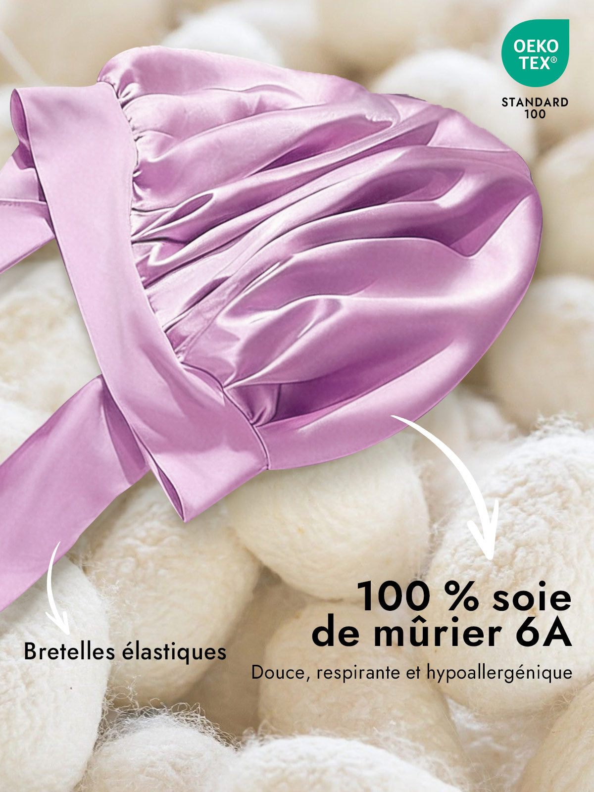 [Lavande] SilkSilky-FR Soie Sleep Cap 002