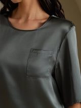 [Gris Foncé] SilkSilky-FR Half Sleeve Femme T-Shirt 004