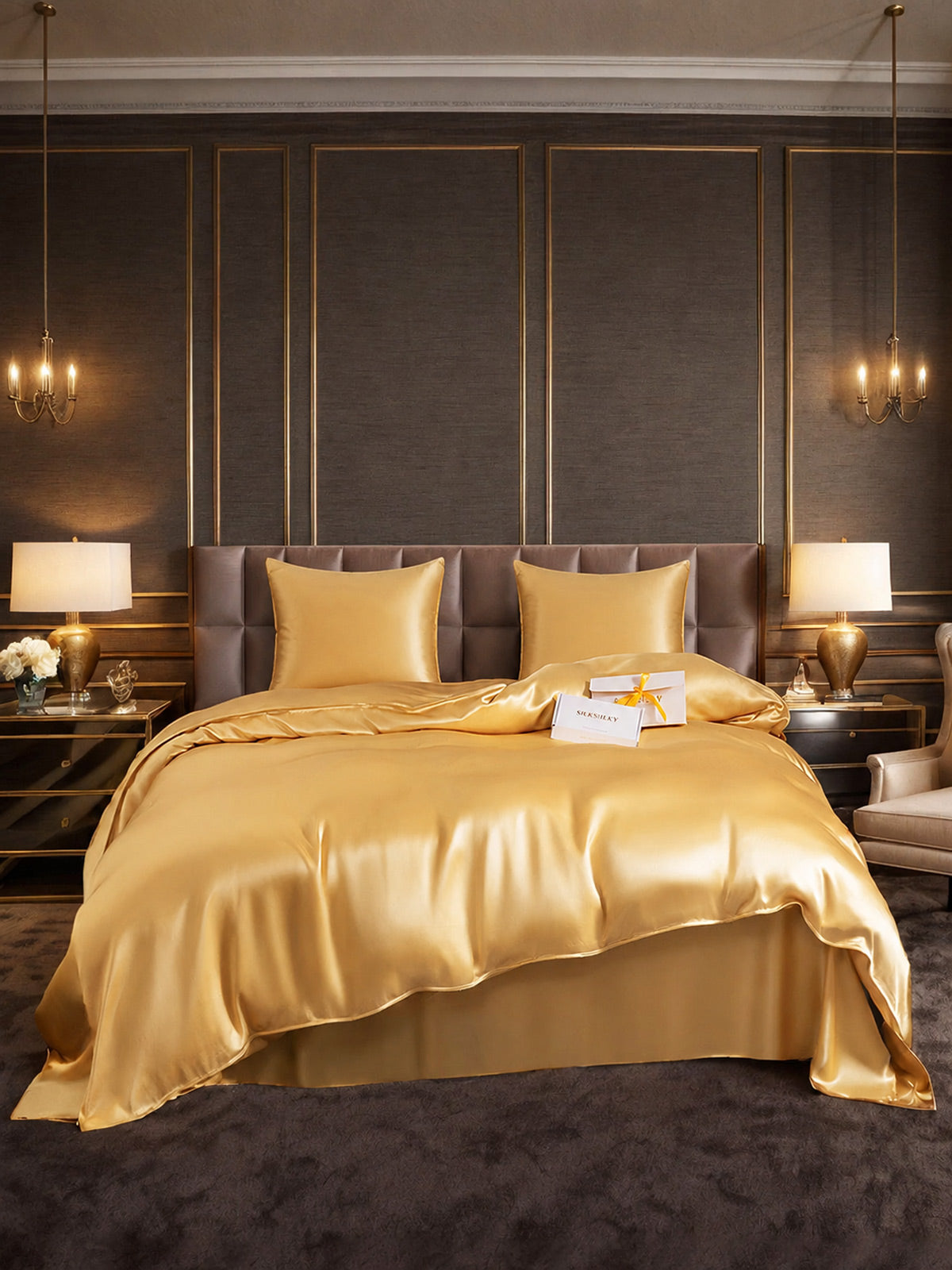 [Champagne] SilkSilky-FR Parure de Lit Soie 001