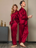 Ensembles de Pyjama en Soie Pure pour Couple Total 4Pcs