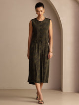 [Pin Vintage] SilkSilky-FR Sleeveless Crew Neck Women's Outfit Sets 005