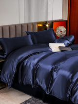 [Bleu Foncé] SilkSilky-FR 22Momme Parure de Lit Soie 005