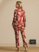 [Dragon Bordeaux] SilkSilky-FR Long Sleeve Lapel Collar Femme Pyjamas 002