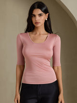 [Cameo Rose] SilkSilky-FR Half Sleeve Femme T-Shirt 001