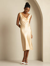 [Champagne] SilkSilky-FR Sleeveless Cowl Neck Robes 006