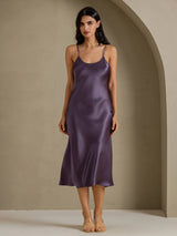 [Gris Pourpre] SilkSilky-FR Sleeveless V Neck Chemises de nuit 001