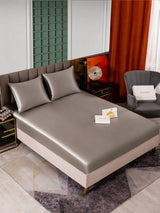 [Gris] SilkSilky-FR Parure de Lit Soie 001