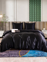 [Noir] SilkSilky-FR Parure de Lit Soie 001