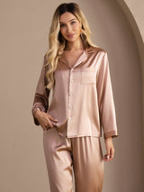 [Toscane] SilkSilky-FR Long Sleeve Lapel Collar Femme Pyjamas 005