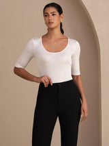 [Blanc] SilkSilky-FR Half Sleeve Femme T-Shirt 003