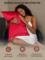 [Rouge Vineux] SilkSilky-FR 30Momme Taies d'Oreiller 005