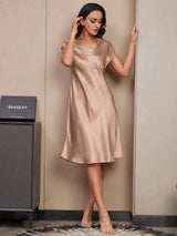 [Toscane] SilkSilky-FR Cap Sleeve V Neck Chemises de nuit 004