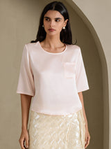 [Rose] SilkSilky-FR Half Sleeve Femme T-Shirt 003