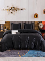 [Noir] SilkSilky-FR Parure de Lit Soie 002