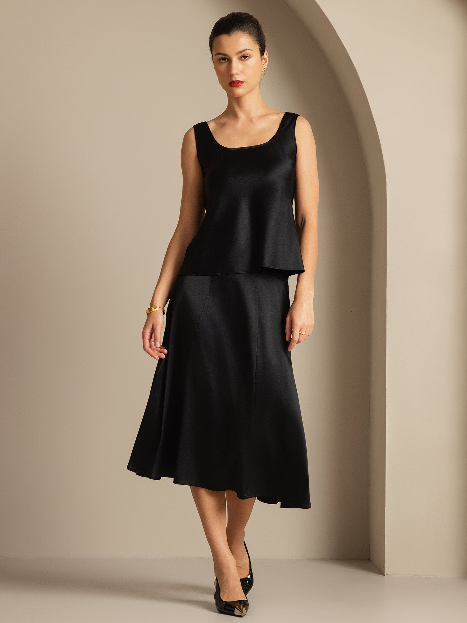 [Noir] SilkSilky-FR 19Momme Soie Camisoles 003,