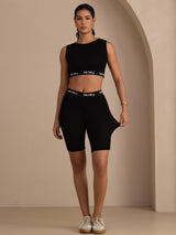 [Noir] SilkSilky-FR Sleeveless Crew Neck Women's Outfit Sets 008