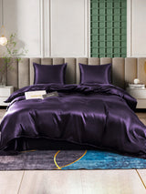 [Violet Foncé] SilkSilky-FR Parure de Lit Soie 001