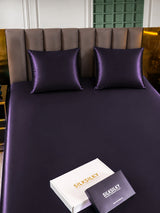 [Violet Foncé] SilkSilky-FR Parure de Lit Soie 005