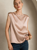 [Toscane] SilkSilky-FR Cap Sleeve Round Neck Femme T-Shirt 003