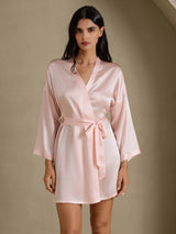 [Rose Clair] SilkSilky-FR 3/4 Sleeve Femme Peignoir 001