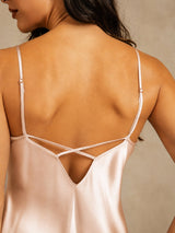 [Rose] SilkSilky-FR Sleeveless V Neck Chemises de nuit 005