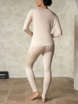 [Tan] SilkSilky-FR Manches longues Col Rond Sous Vêtements Longs Femme 002