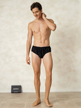 [Noir] SilkSilky-FR Soie Mens Underwear 003