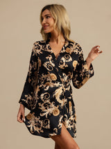 [Dragon Noir] SilkSilky-FR Trois-quart Femme Peignoir 003