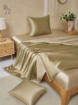 [Beige+Kaki] SilkSilky-FR Parure de Lit Soie 001