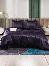 [Violet Foncé] SilkSilky-FR Parure de Lit Soie 001