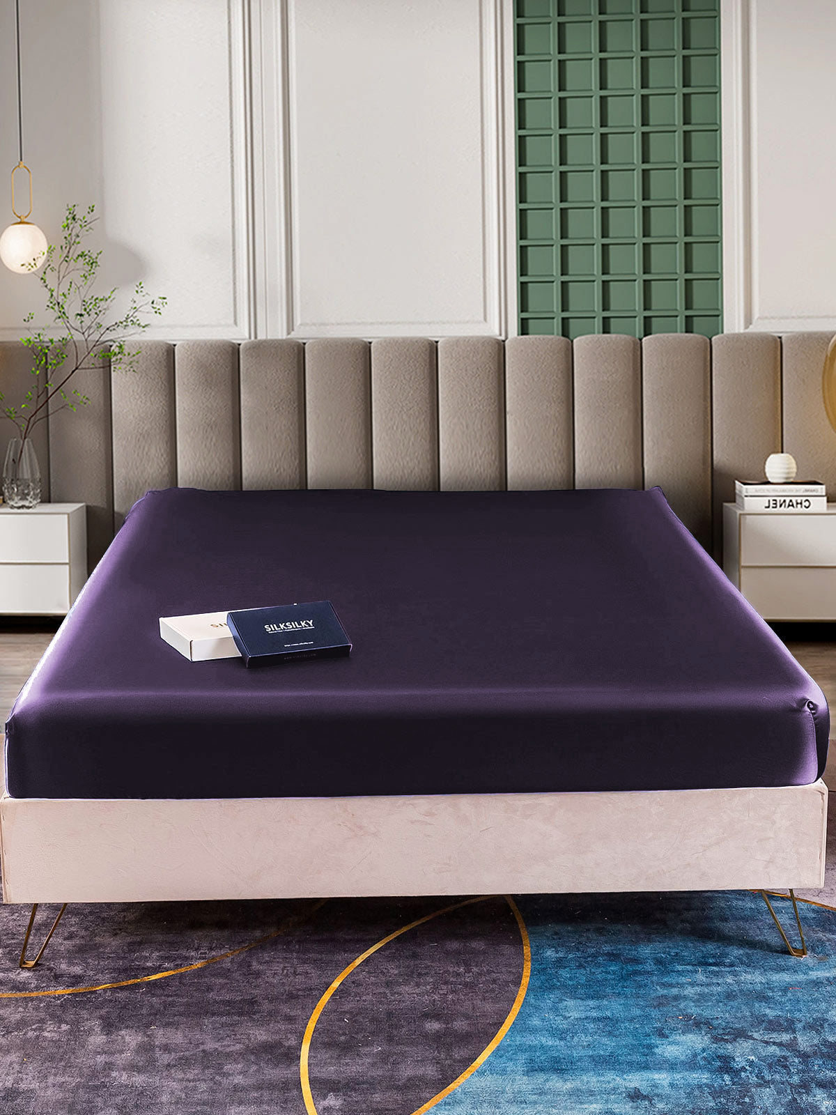 [Violet Foncé] SilkSilky-FR 22Momme Pure Soie Sheet 001,