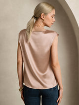 [Toscane] SilkSilky-FR Cap Sleeve Round Neck Femme T-Shirt 002