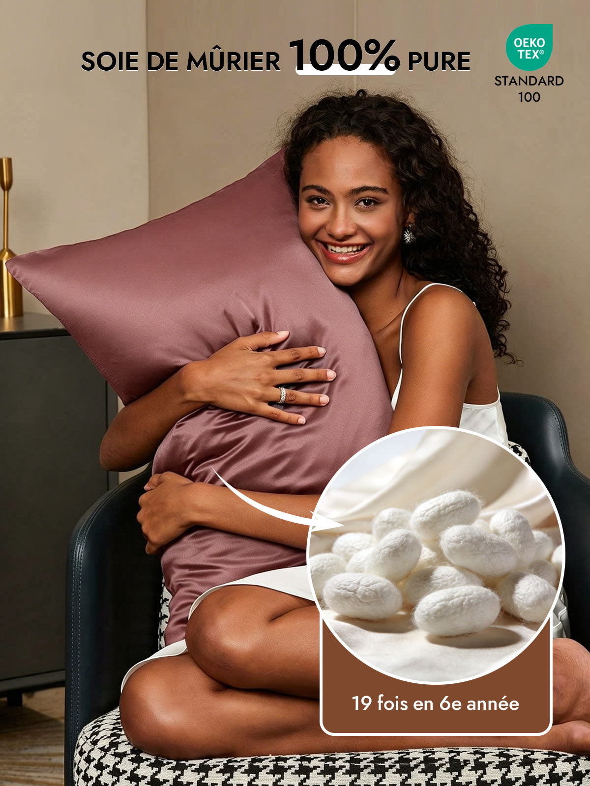 [Mauve Pâle] SilkSilky-FR 19Momme Taies d'Oreiller 002