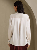 [Gris Clair] SilkSilky-FR Long Sleeve High Neck Blouse 002