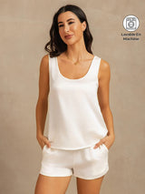 [Blanc] SilkSilky-FR 19Momme Sans manches Encolure Dégagée Femme Pyjamas 001