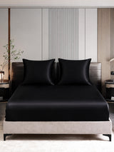 [Noir] SilkSilky-FR Parure de Lit Soie 001