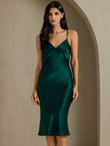 [Vert] SilkSilky-FR Sleeveless V Neck Robes 001