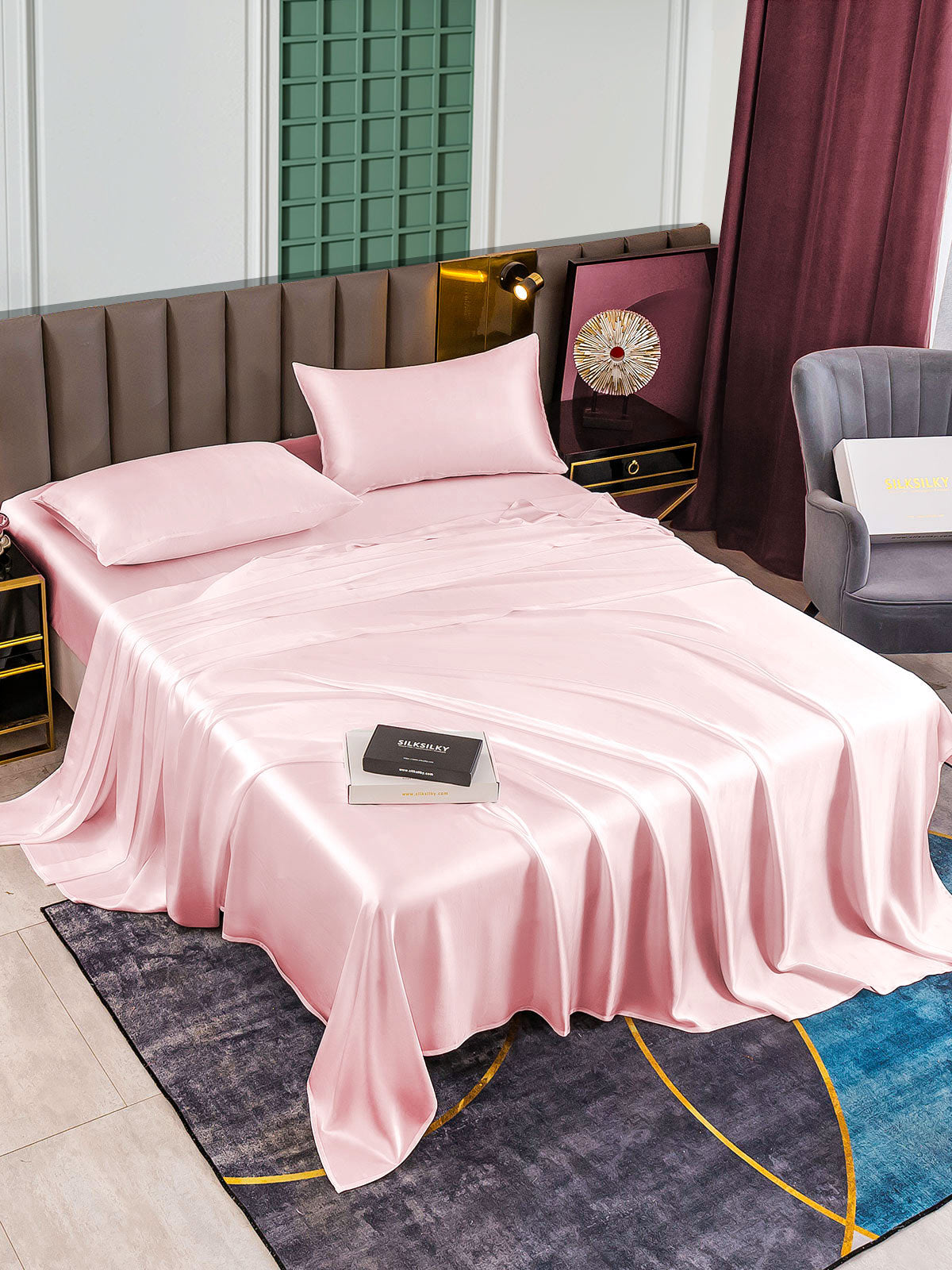 [Rose] SilkSilky-FR 25Momme Pure Soie Bedding Set 002