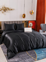 [Noir] SilkSilky-FR Parure de Lit Soie 006