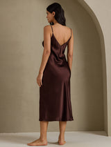 [Café] SilkSilky-FR Sleeveless V Neck Chemises de nuit 002