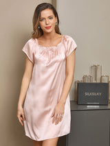 [Rose Clair] SilkSilky-FR Cap Sleeve Square Neck Chemises de nuit 003