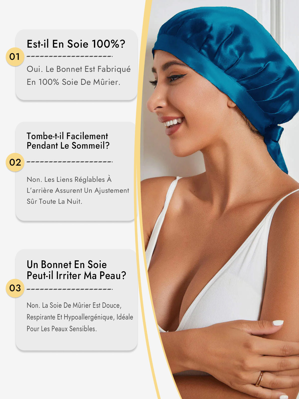 [Bleu Royal] SilkSilky-FR Bonnets de Nuit 005