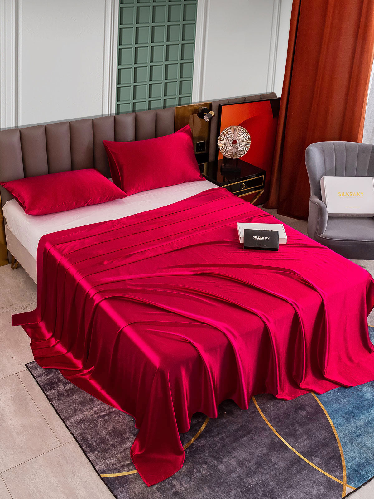 [Rouge Vineux] SilkSilky-FR 25Momme Pure Soie Bedding Set 002